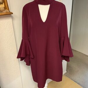 Milly Deep Burgundy Long Sleeve Dress